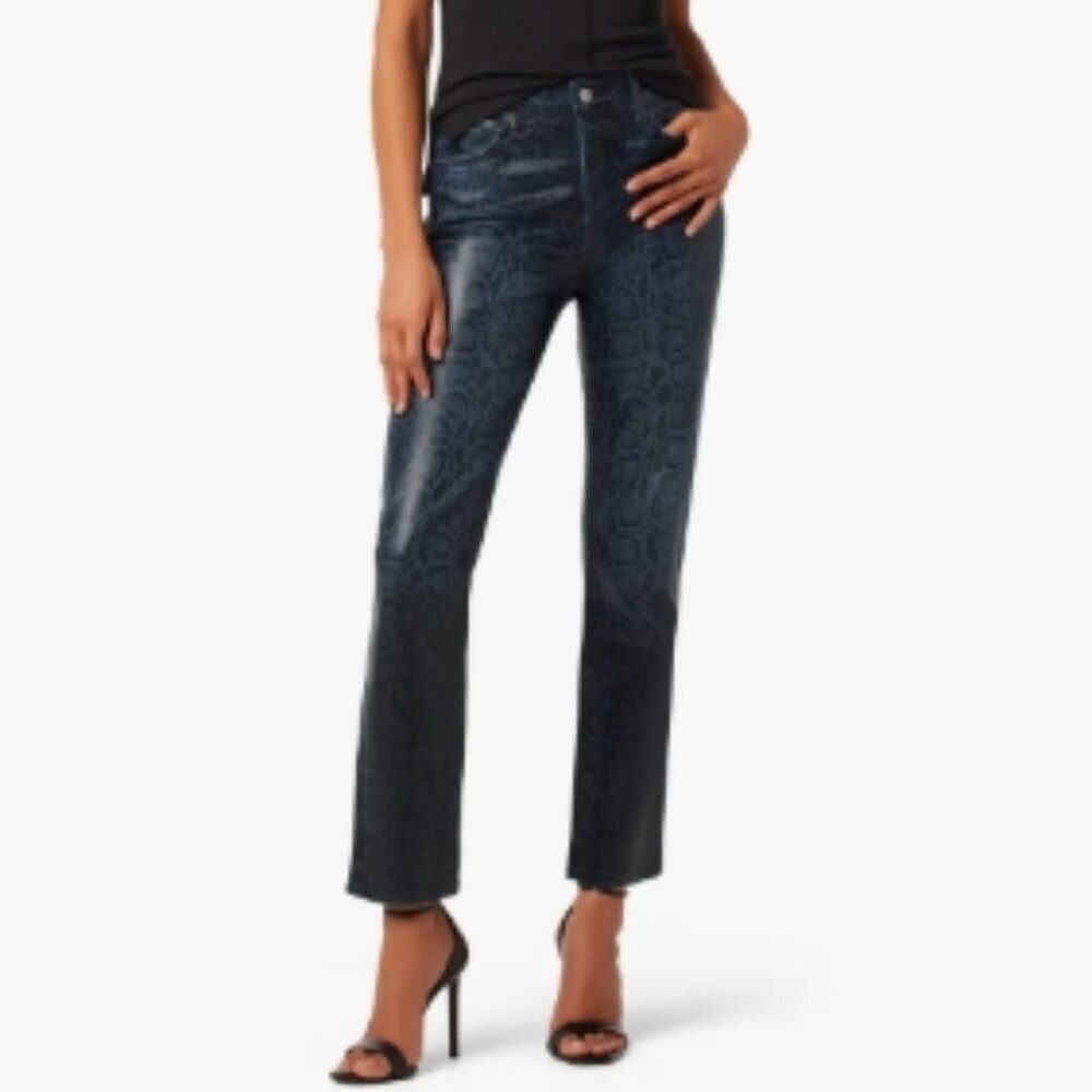 Joe’s Jeans The Honor High Rise Straight Ankle – Coated Indigo Slither – 25 NWT